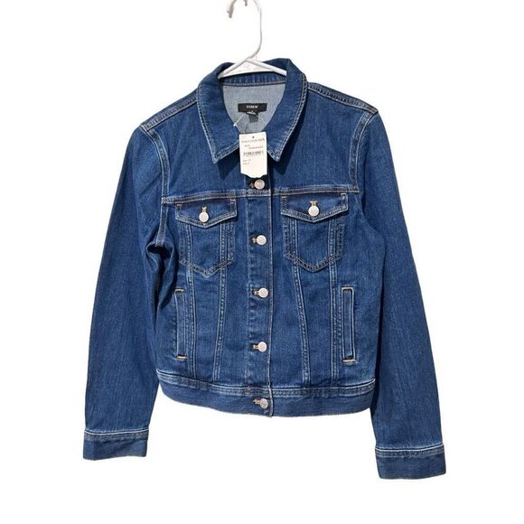 J. Crew Long Sleeve Button Front Chest Pocket Denim Jacket Blue Small NWT - Picture 2 of 15